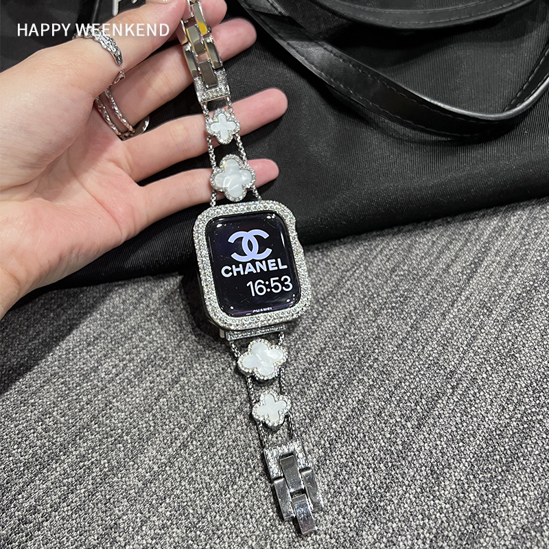 小众高级感四叶草表带链条适用华为手表fit3/4小米5/9provivo表带