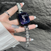 细钻满天星金属轻奢表带适用于苹果手表applewatchS11SES106789代