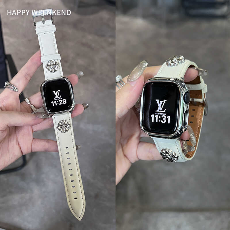 真皮克罗心风表带适用applewatch