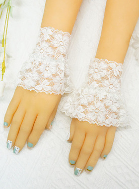 短接袖假袖子女接长衣袖口手袖套韩版短款黑色蕾丝手腕套护腕手套