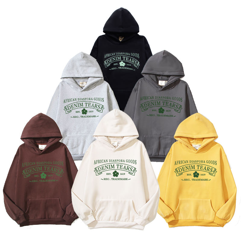 2024美式高街Denim 木棉花 Tears基础款连帽卫衣休闲宽松嘻哈帽衫