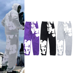 美潮高街木棉花大LOGO印花嘻哈街头潮牌DM长裤卫裤缩脚裤男女同款