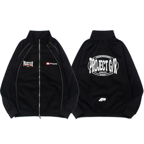 Project G/R 25ss 拼接包边条拉链徽章运动夹克棒球服男女外套