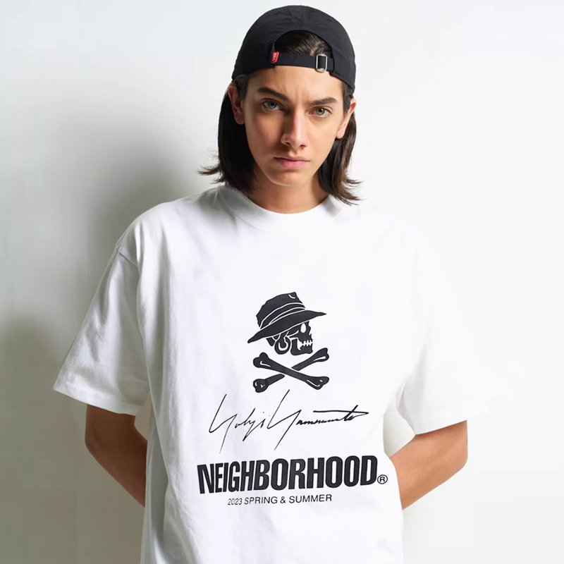 2024重磅320克美式高街嘻哈NBHD联名山本耀司签名标语短袖T恤男女