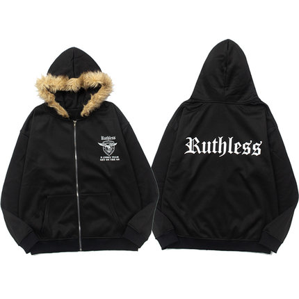 美式高街protocol index保暖座山雕毛领连帽拉链卫衣男女帽衫潮