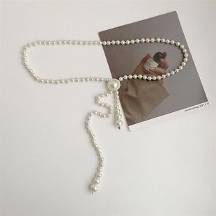 珍珠腰链女气质百搭配衬衫西装连衣裙子细腰封复古免打孔腰带ins