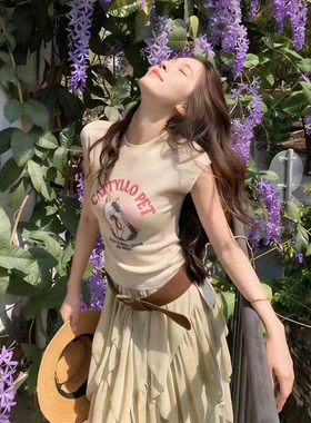 甜美减龄多巴胺猫咪提花短袖女针织衫春夏新款时尚小飞袖薄款上衣