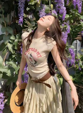 甜美减龄多巴胺猫咪提花短袖女