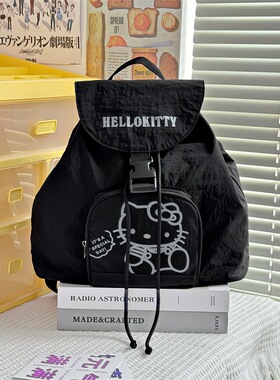 时尚中古hellokiy双肩包高颜值学院风小众通勤休闲背包2025新款