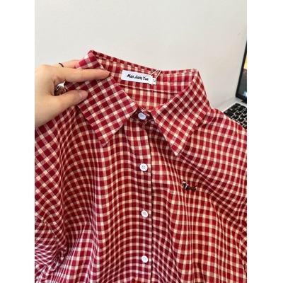 格子衬衫长袖女chic上衣叠穿外套