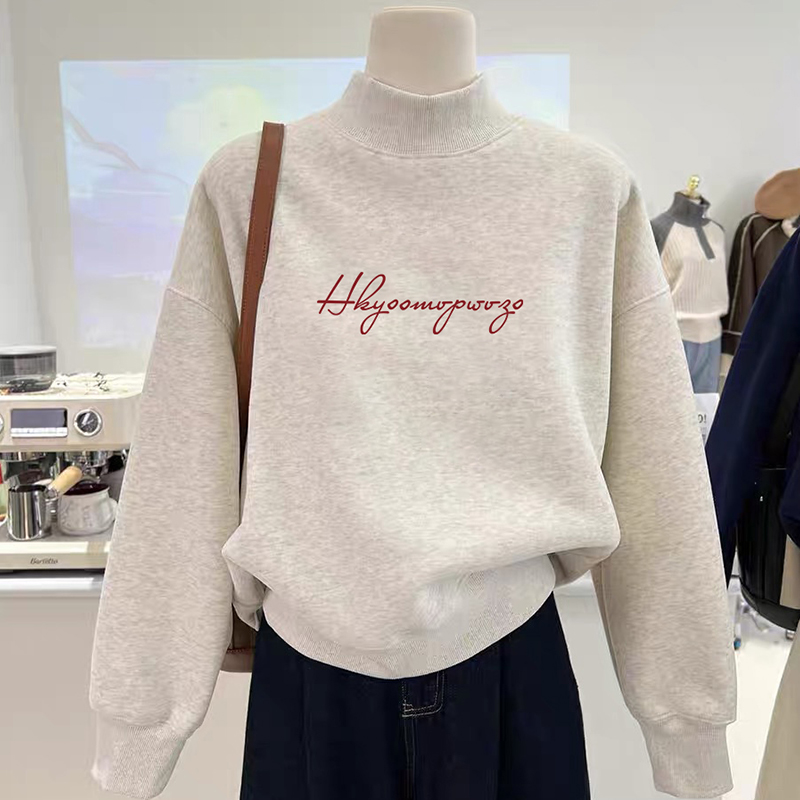 半高领正肩卫衣女爆款上衣长袖