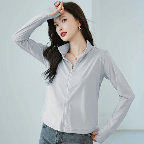 休闲62冰丝无帽立领防晒衣