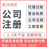 武汉公司注册代理记账个体电商营业执照代办工商变更注销异常解除