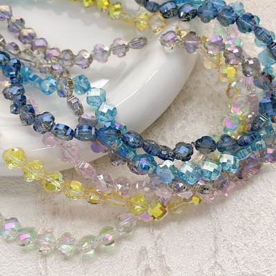 切面四叶草镭射闪光琉璃ins风透亮diy手工手链手机链串珠配件散珠