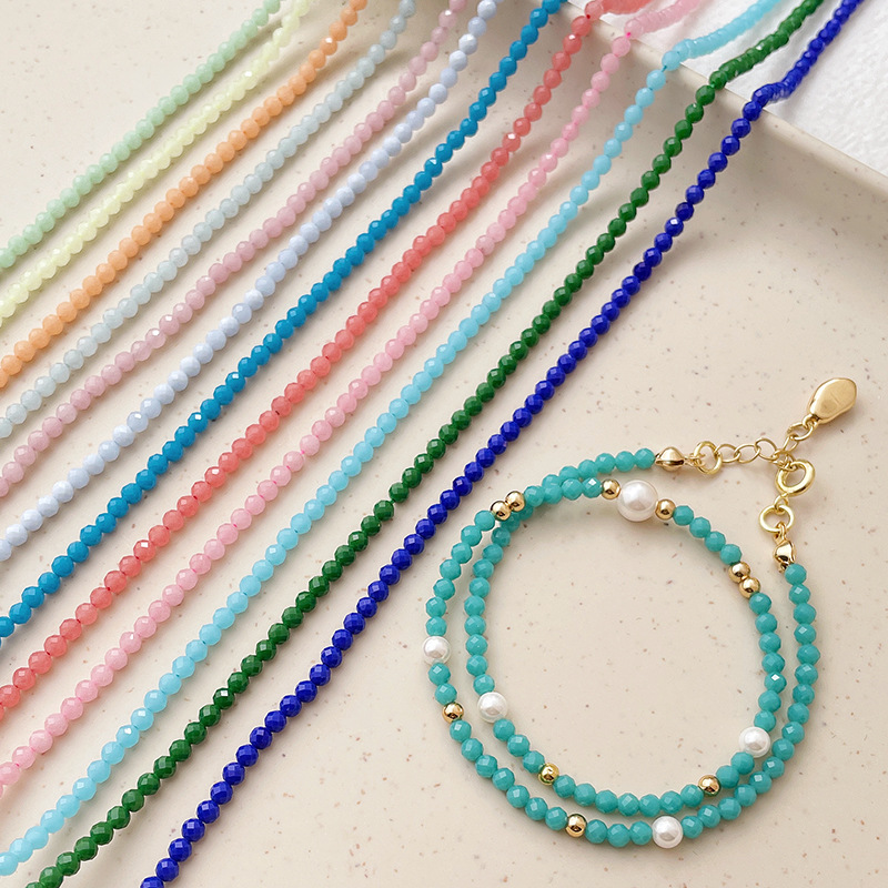 3mm天然石水晶切面散珠小珠子串珠手工diy手链项链耳饰饰品材料