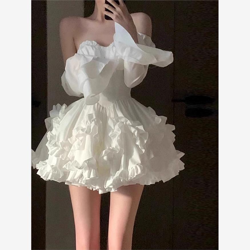 生日party小礼服裙高端轻奢小众在逃公主裙蓬蓬裙气质抹胸连衣裙