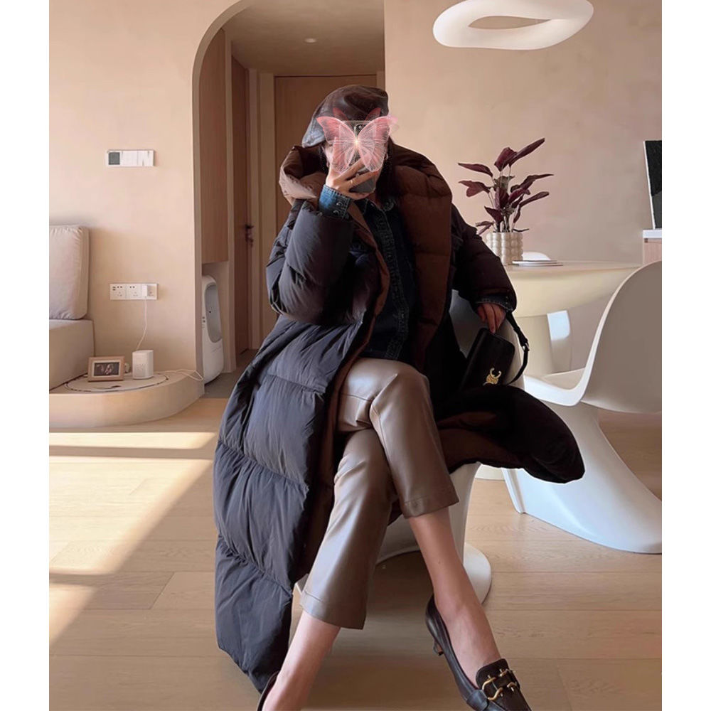 高端加厚保暖棉服女中长