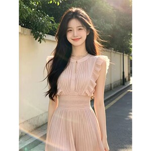 温柔系穿搭独特超好看的收腰显瘦仙女连衣裙时尚气质长裙2026夏季