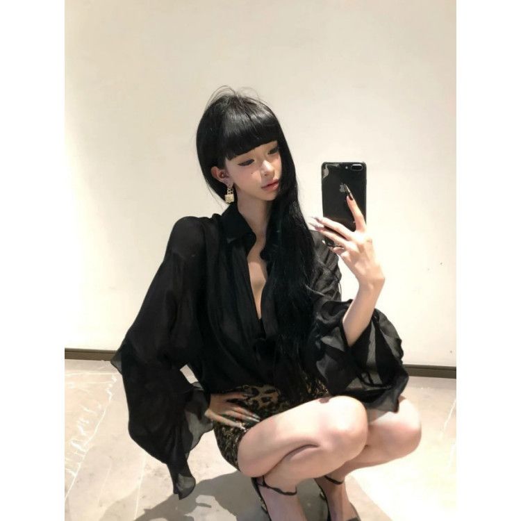 大码胖mm纯欲性感黑色长