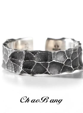 复古锤纹戒指男潮个性小众设计开口可调节时尚简约配饰高级感饰品