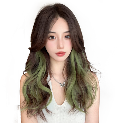 简兮挑染假发片大波浪彩色卷发条
