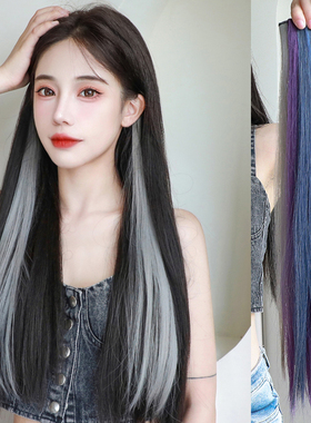 挂耳染发片挑染假发片女长发一片式彩色发片隐形接发仿真假发贴片