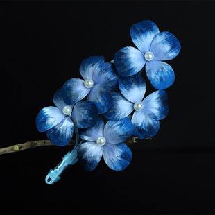【四叶花】非遗绒花新中式头饰侧边发夹女后脑勺鸭嘴夹新中式配饰