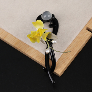 【金盏菊】国风非遗绒花花朵抓夹女新款中式后脑勺盘发夹子发饰