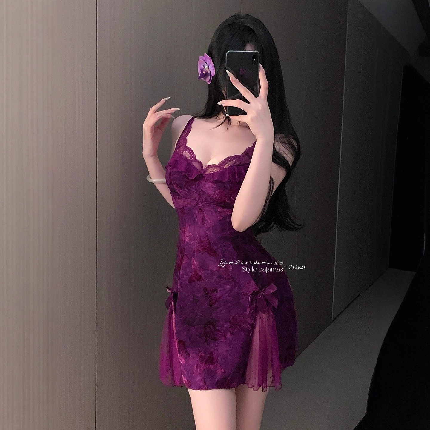 西诗 性感蝴蝶植绒睡衣带胸垫女款夏情感趣味纯欲蕾丝吊带睡裙,女士内衣/男士内衣/家居服,睡袍/浴袍,淘宝优惠券,粉丝福利购,淘宝优惠卷