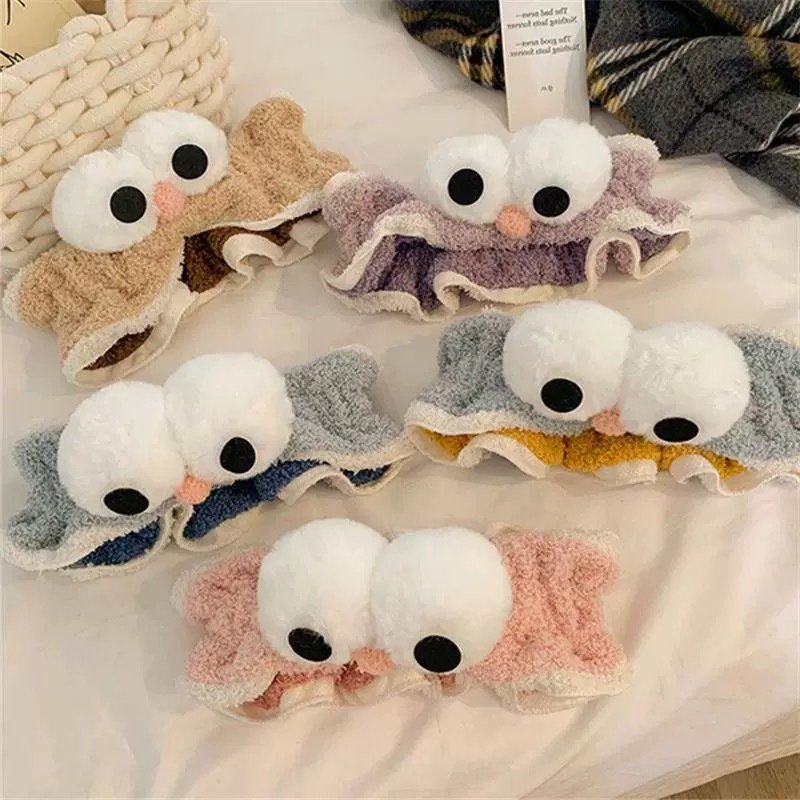 进口韩式洗脸化妆蝴蝶结发带女 拼色可爱公主毛绒束发带头箍发箍