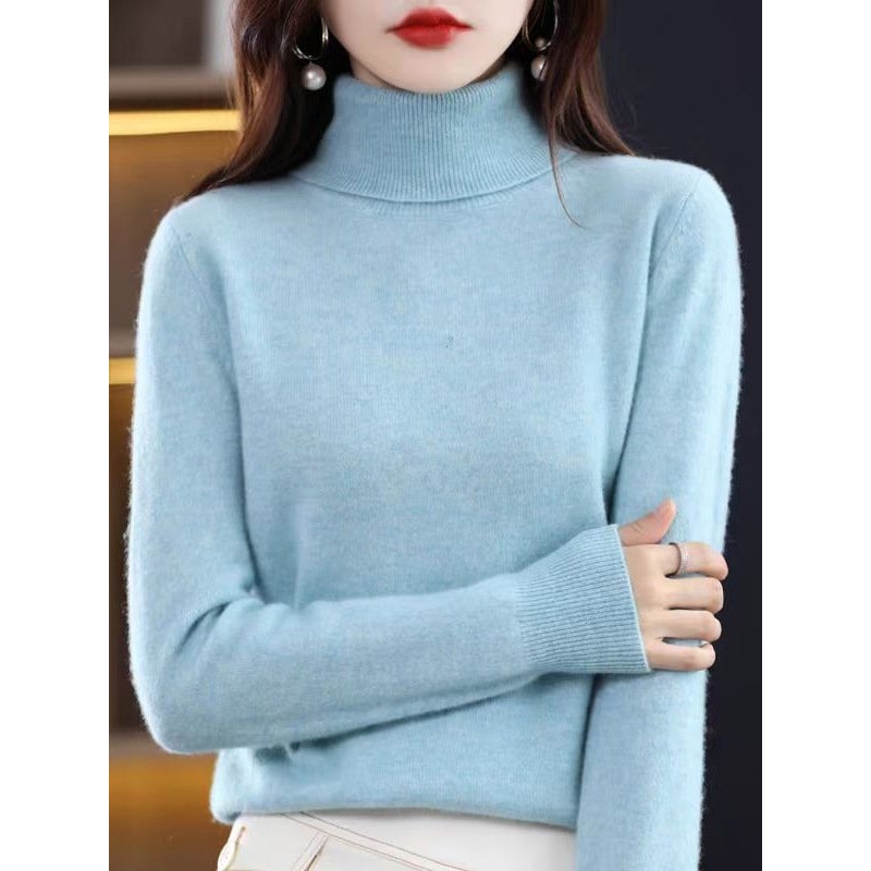 进口羊绒毛衣女2025年新款高领打底衫春秋冬内搭针织衫修身翻领上