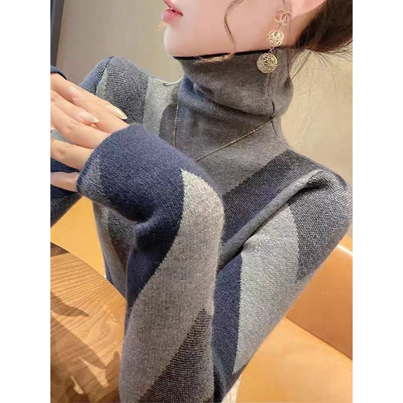 进口羊绒毛衣女堆堆领针织打底衫春秋冬高领内搭25年新款修身早秋