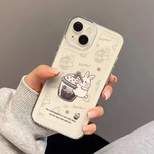 奶茶小兔适用15promax透明16苹果手机壳iphone14plus萌系1312