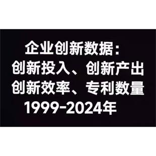 (1999-2024)企业创新数据:创新投入、创新产出、创新效率