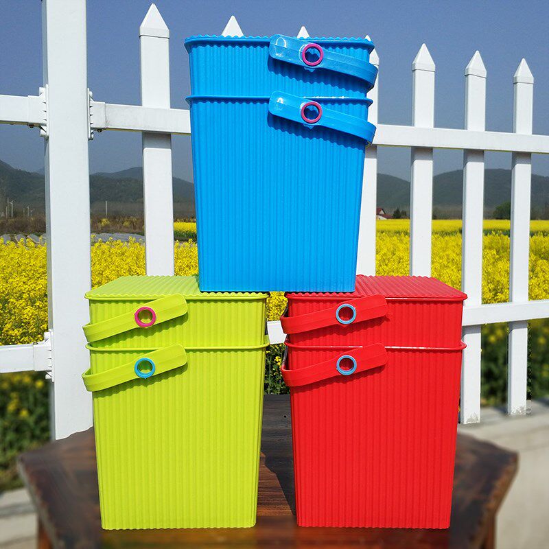 收纳桶凳洗澡桶手提可坐储物桶方形塑料多用水桶带盖玩具收纳箱厚