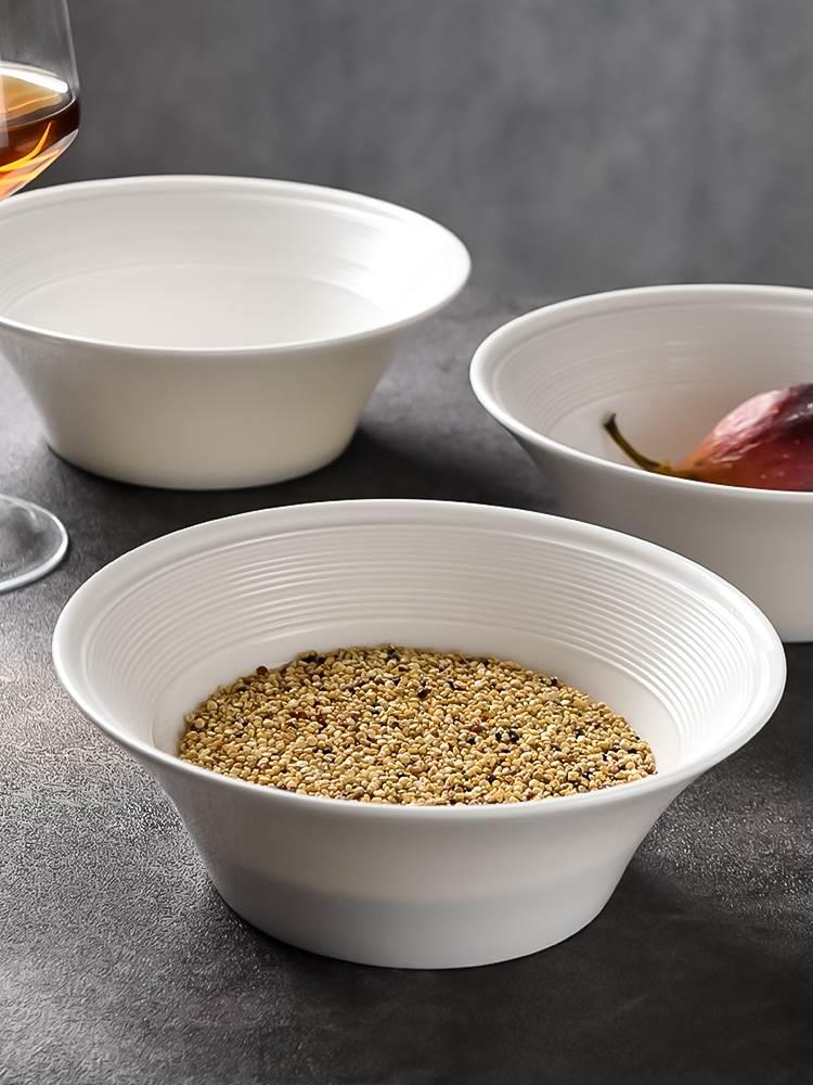 面碗日式螺纹碗陶瓷银耳燕窝碗餐具好看的饭碗高颜值瓷碗家用防烫