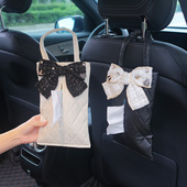 车载纸巾盒汽车用抽纸盒挂式 饰用品 网红创意蝴蝶结车内用抽纸包装