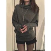 SHOP 涩谷辣妹 不规则设计感蝙蝠袖 YOLO 针织套头毛衣长袖 上衣