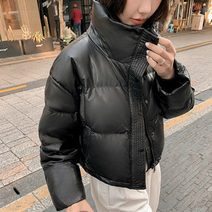 时尚 免洗pu皮短款 小个子90白鸭绒韩版 冬季 外套 羽绒服女2025年新款