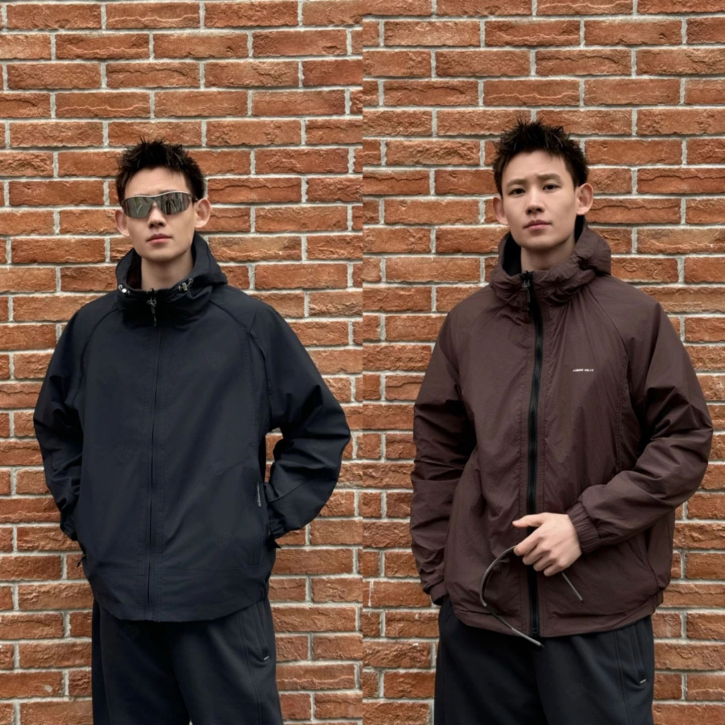 2026年春季新款男士户外连时尚潮流帽夹克防风冲锋衣青年长袖外套