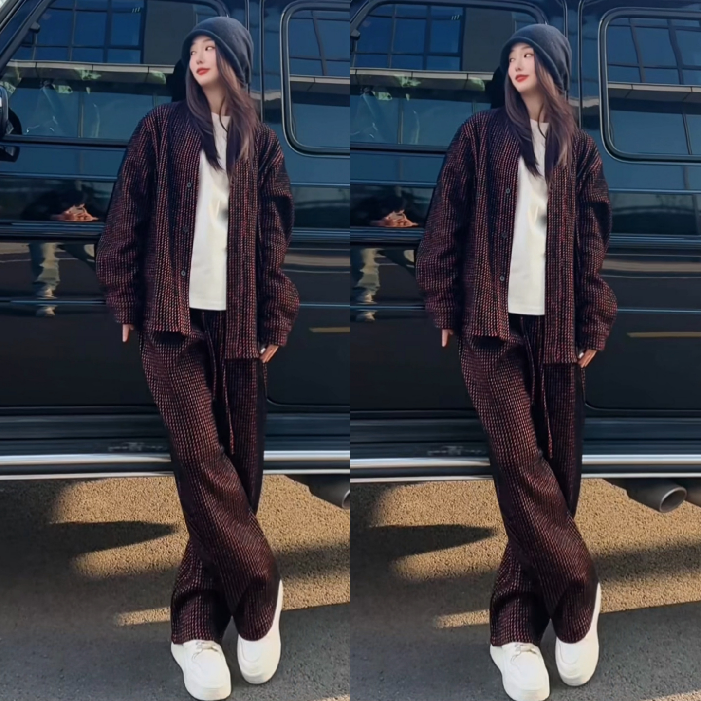 2026春季新款简约休闲风开衫外套男士长简约袖潮流百搭款红色套装