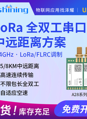 泽耀LoRa全双工SX1281无线串口模块2.4G自适应空速高速连传8000m