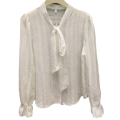 小香风蝴蝶结雪纺衬衫女