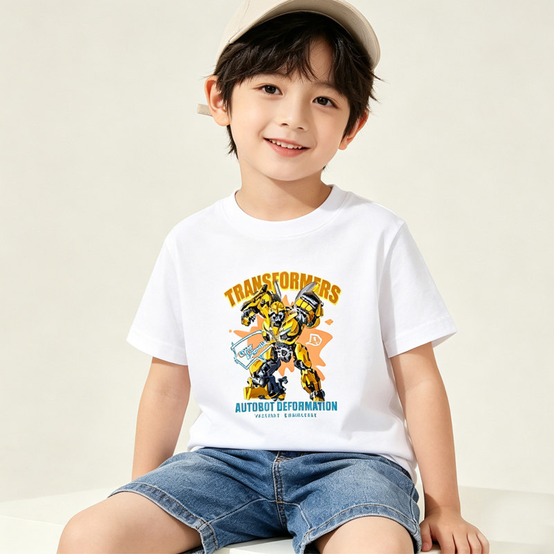变形金刚周边短袖T恤男童擎天柱大黄蜂半袖体恤夏季衣服男大童潮