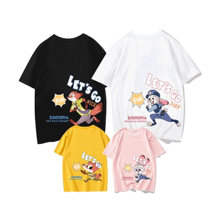 不一样亲子装短袖t恤一家四口2025新款疯狂动物城高端纯棉夏季潮