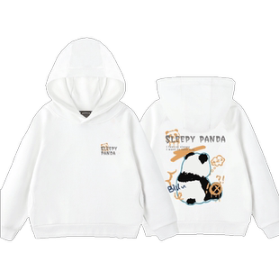 国潮熊猫儿童卫衣秋冬款加绒2025新款男童女童戴帽子外套纯棉上衣