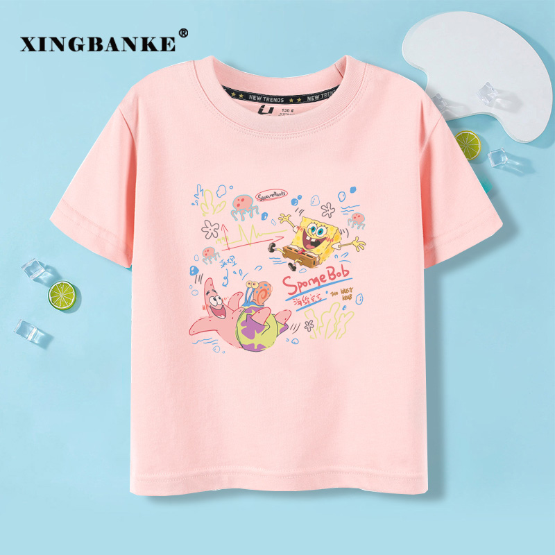 圆领卡通短袖纯棉T恤童装休闲