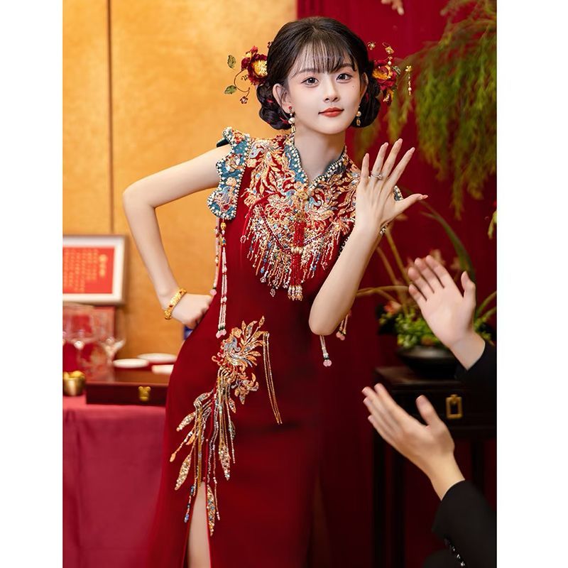 新中式订婚服秀禾服新娘敬酒新款结婚回门礼服旗袍出阁小个子国风