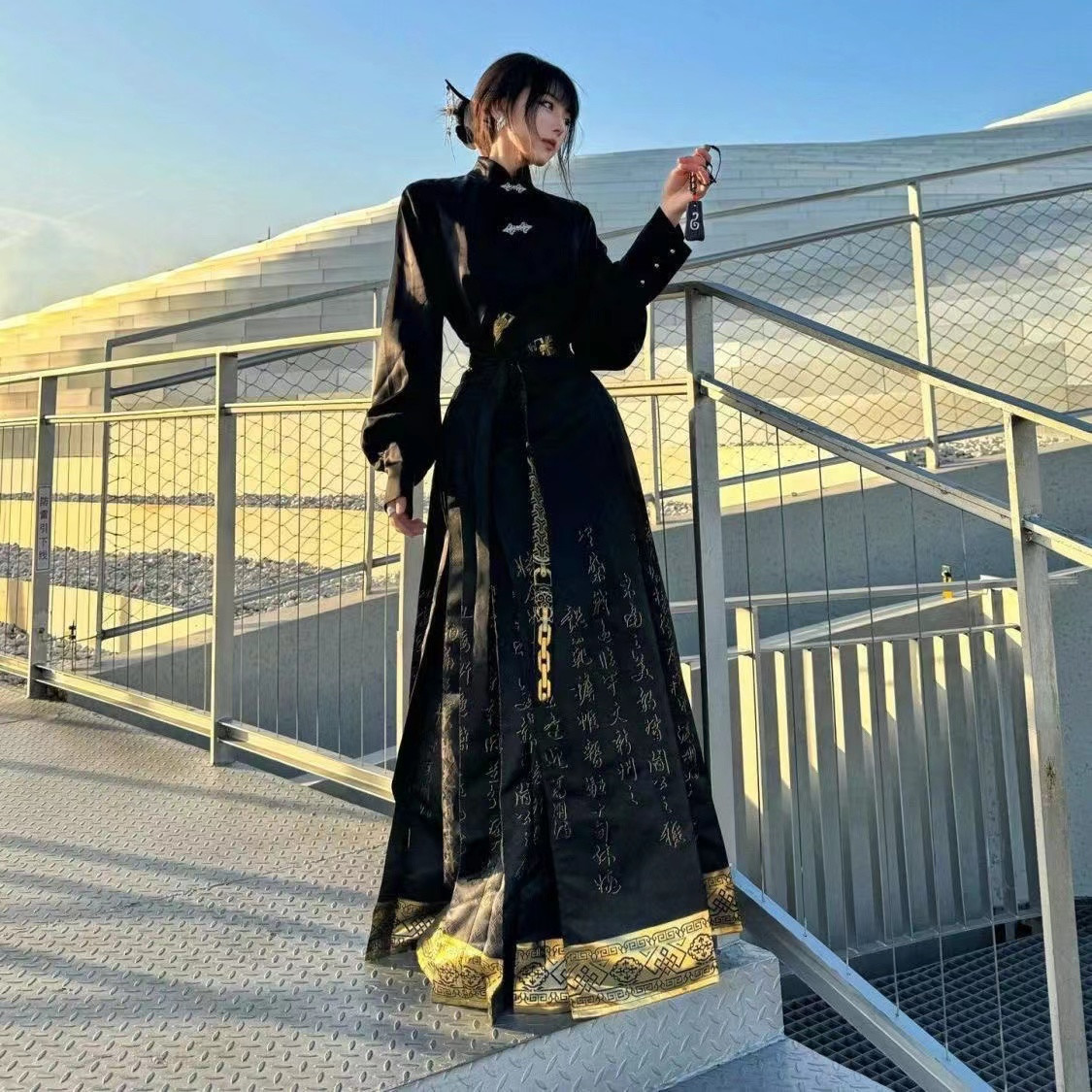 日常滕王阁立领汉服套装新中式高级国风马面裙中性风马面裙套装