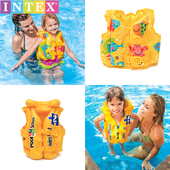 INTEX充气游泳衣儿童水上救生衣马甲宝宝游泳装 备手臂圈浮力背心